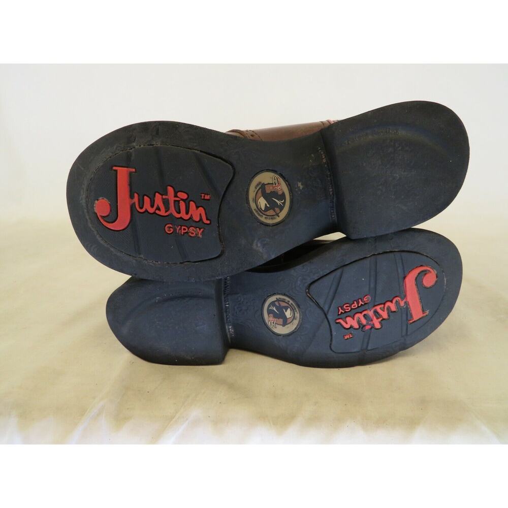 Justin Gypsy Brown Leather Stockman Cowboy Western Boot Womens Size 7 B - Picture 9 of 11